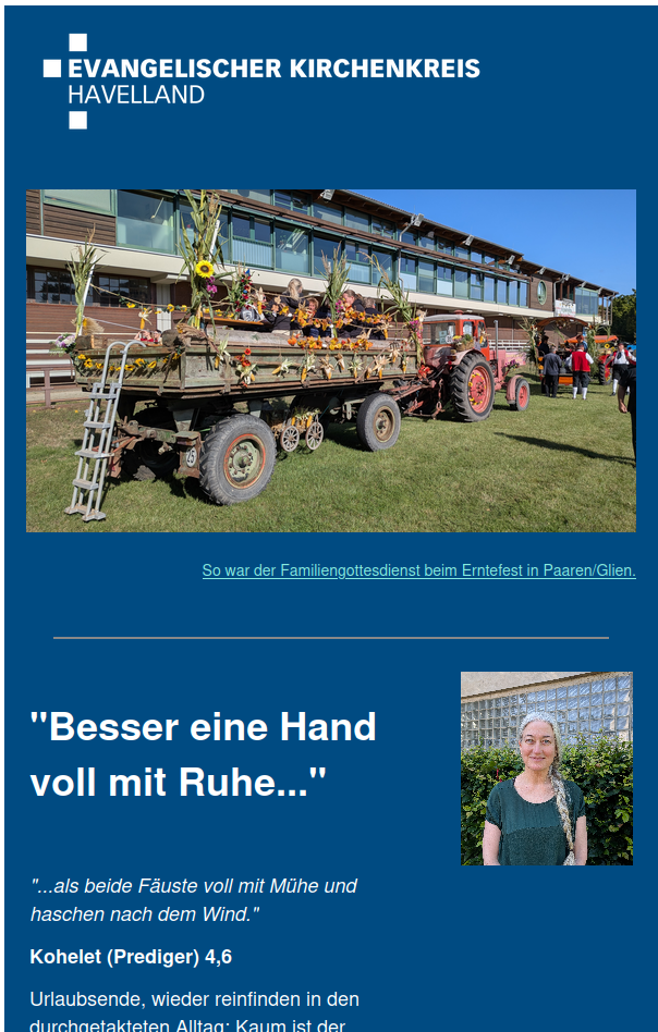 Kirchenkreis-Newsletter 🌾Erntedank - und immer mit der Ruhe 😎 vom September 2026